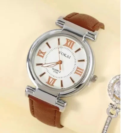 New 2023wokai business watch Quartz sports leisure belt men's watch Wheel pattern personality women clock