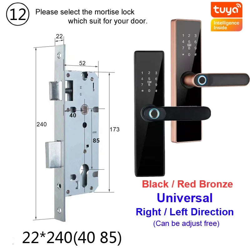 H4 Tuya Electronic Lock Wifi Smart Door Lock Fingerprint Lock Password IC Card Key USB Charge For Smart Home