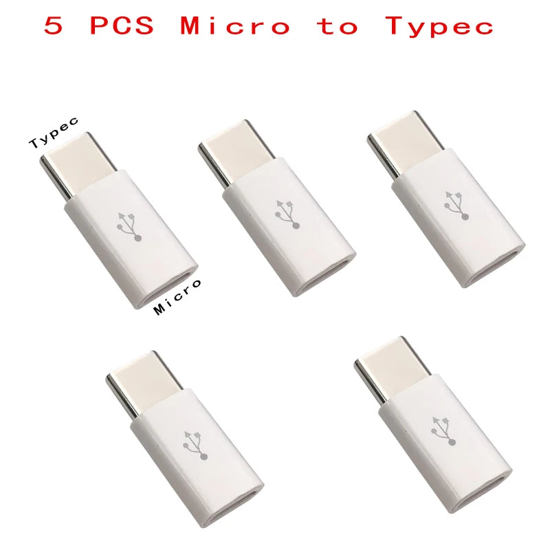 1PCS/5PCS Micro USB Female To Type C Male Adapter Mobile  Phone  Android Converter Micro-B To USB-C Data Cable Connector