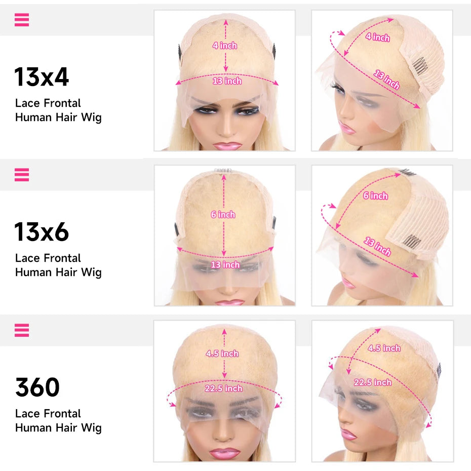 360 Full Lace Wig Human Hair Pre Plucked 613 Blonde Colored Lace Front Wigs Bone Straight Ponytail Human Hair Lace Frontal Wig