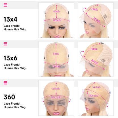 360 Full Lace Wig Human Hair Pre Plucked 613 Blonde Colored Lace Front Wigs Bone Straight Ponytail Human Hair Lace Frontal Wig