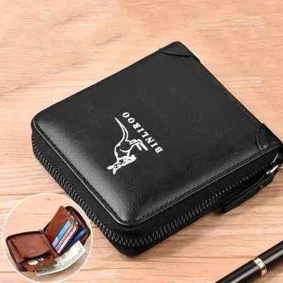 Genuine Leather Men's Wallet Luxury Short RFID Card Holder for Men Zipper Coin Purse Portable Male Wallets Billfold