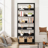 Tribesigns Bookshelf Storage Rack Standing Shelf 5 Tier Industrial Sturdy Bookshelf with Iron Pipe Frame