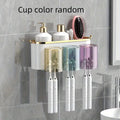 Toothbrush Holder With Squeezer Perforation-free Bathroom Shelf Mouthwash Cup Toothbrush Holder