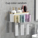 Toothbrush Holder With Squeezer Perforation-free Bathroom Shelf Mouthwash Cup Toothbrush Holder