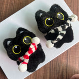 Black Cat Doll Pendant Keychain Cute Pilot Little Black Cat Hanging Backpack Keychain Creative Cat Plush Keychain Gift for Phone