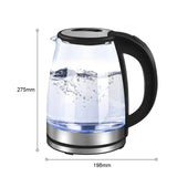 2L Large Capacity Electric Kettle 220V Glass Tea Kettle Home Kitchen Water Heater 1500-1800W EU/UK Plug Water Boiler