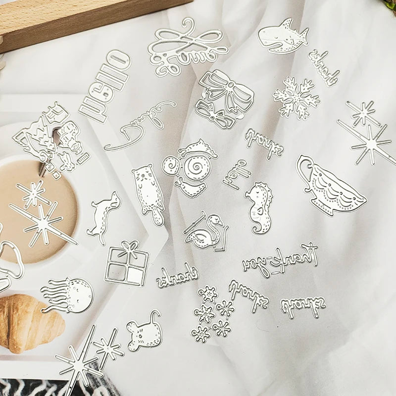 2023 New Mystery Box Randomly Selected Lucky Bags Small Animals Leaves Letters Flower Metal Cutting Dies for Scrapbook Stencils
