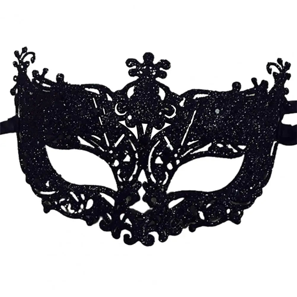 Máscara Veneziana de Baile de Máscaras com Glitter e Fitas para Mulheres – Estilo Misterioso para Halloween e Festas a Fantasia