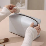 Solid Color Cosmetic Bags for Women Travel Portable Makeup Storage Bag Zipper Toiletry Pouch