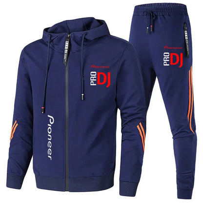 Spring and Autumn Pioneer Pro DJ Fashion Zipper Hooded Sweater Casual Sports Wear Men's Formal Pants Set