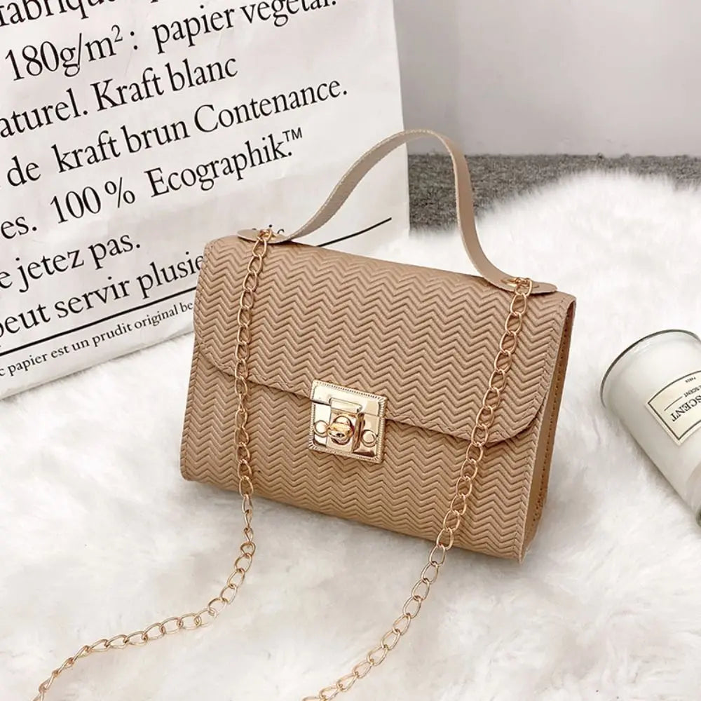 Minimalist PU Leather Chain Shoulder Bag High-Capacity Underarm Handbag Single Shoulder Bag Tote Bag Female Crossbody Bag