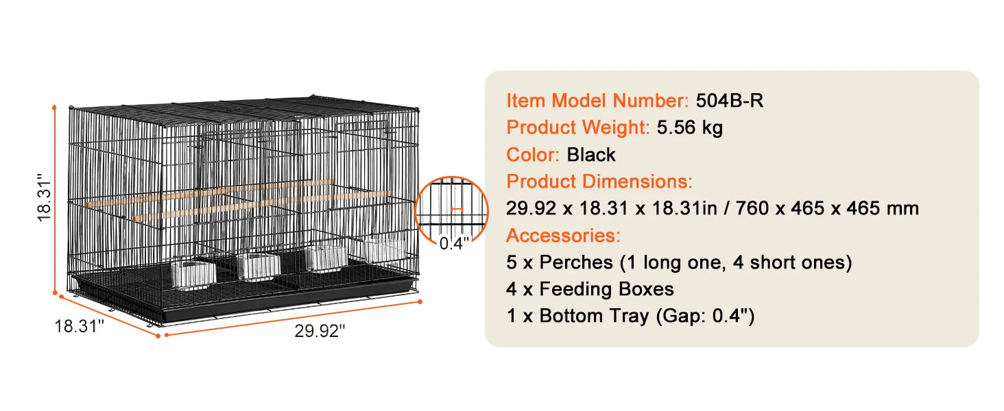 SucceBuy 30In Flight Bird Cage Stackable Divided Small Animal Cage for Kinds of Birds Pet Travel Birdcage with Handle and Perch