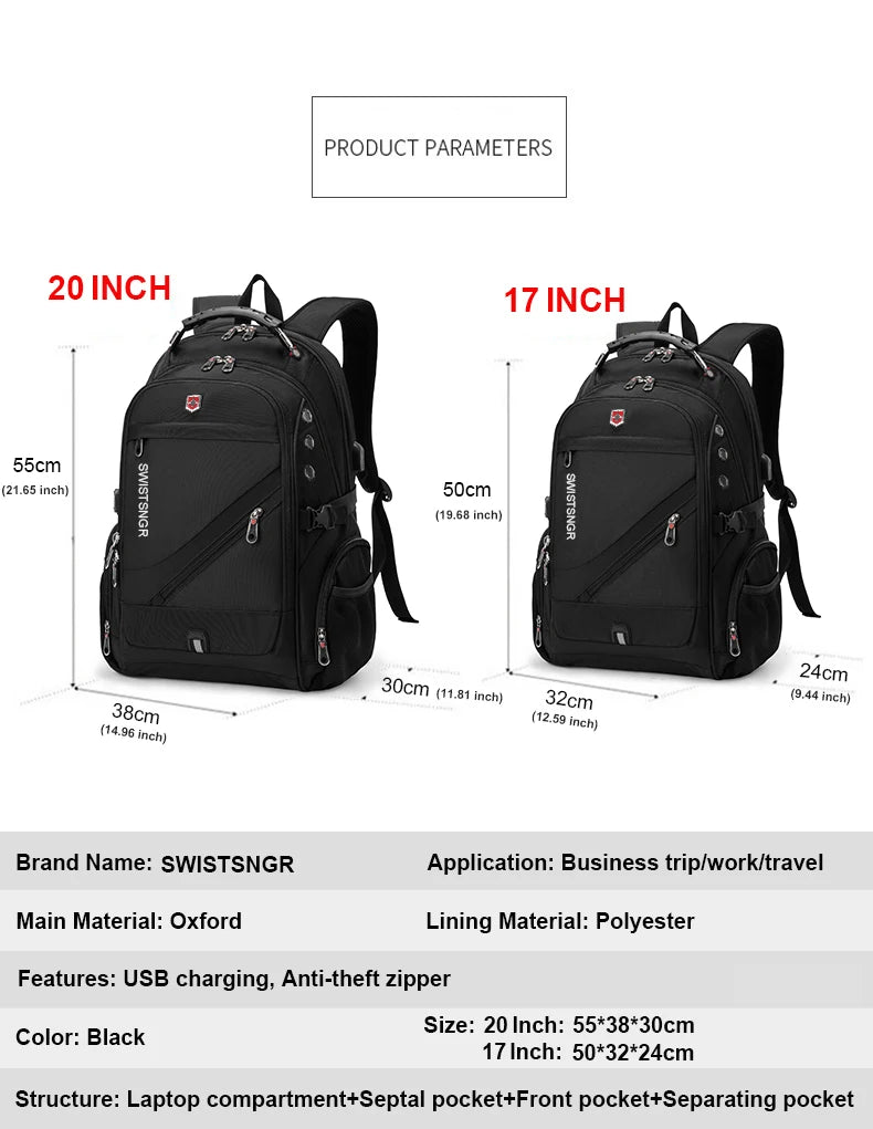 Mochila impermeable para portátil de 17/20 pulgadas 2025, mochila de viaje para hombre y mujer, mochila Oxford, mochila escolar moderna para hombre