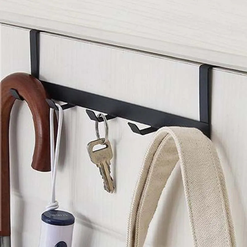 Hooks Over The Door 5 Hooks Home Bathroom Organizer Rack Clothes Coat Hat Towel Hanger Bathroom Kitchen Accessories Holder Rack