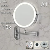 Wall Folding Makeup HD Mirror Double Side Fill Light Magnifying USB Charging Led Tricolor Dimming Bathroom Cosmetic Mirrors