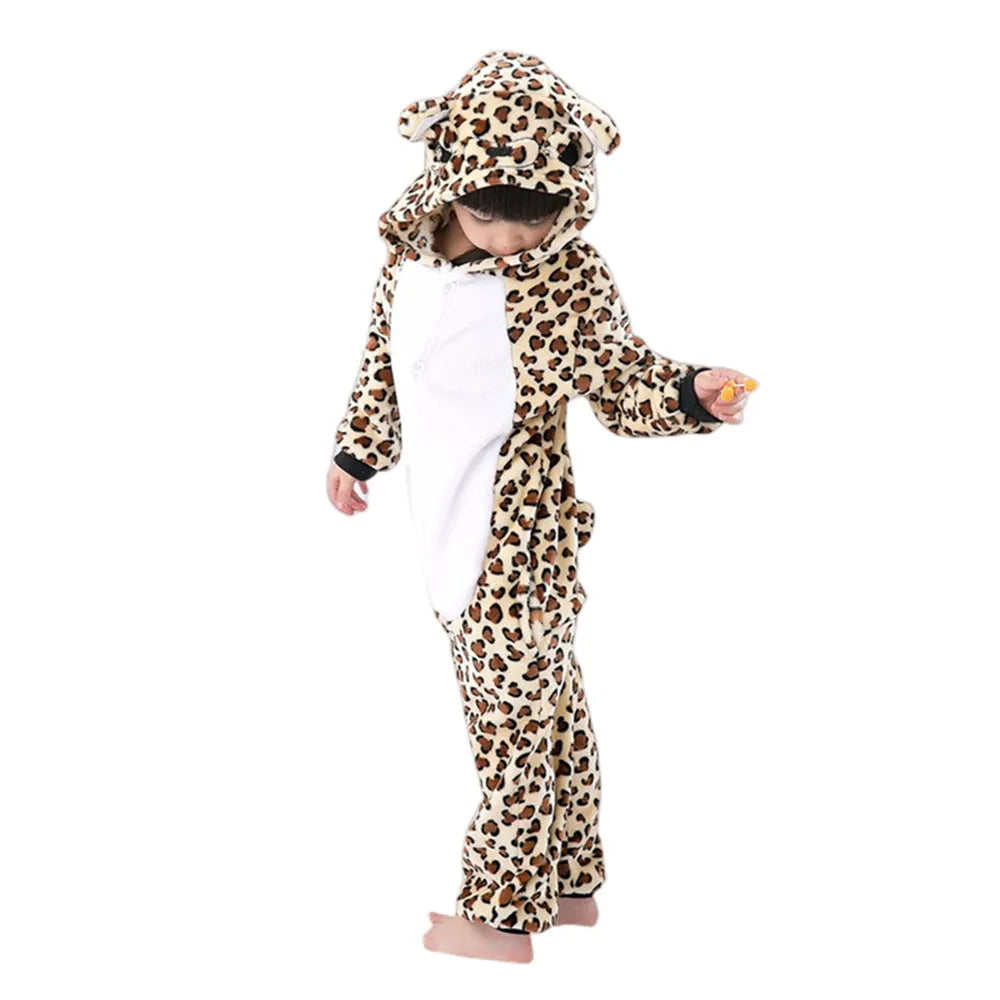 Cartoon Kigurumi For Children Kids' Animal Onesie Pajamas Dog Wolf Dragon Dinosaur Halloween Carnival One-piece Costume Homewear