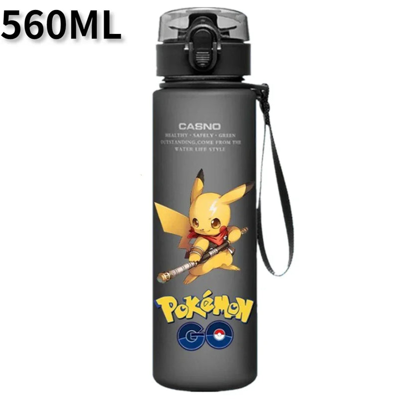 Anime Pokemon Portable Plastic Water Bottle 560ML Ash Ketchum Pikachu High Capacity Insulation Outdoor Water Cup for Kids Gift