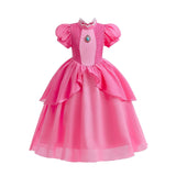 Peach Cosplay Costume for Girls Fancy Princess Cosplay Pink Dress Carnival Birthday Party Kids Movies Ball Gowns Clothes
