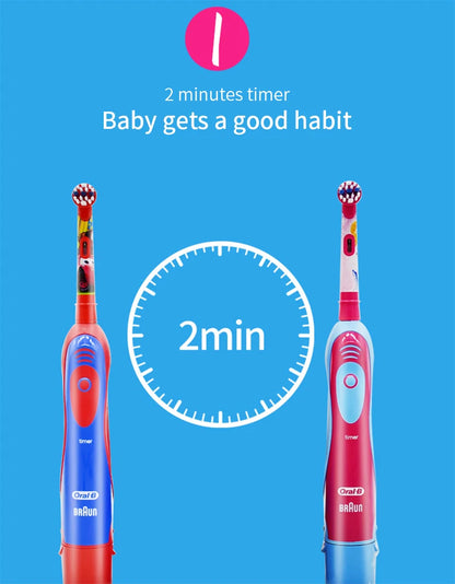 Oral B Electric Toothbrush Soft Bristle Protect Gum for Kid Waterproof Timer Teeth Brush with Extra Supplement Brush Head Refill