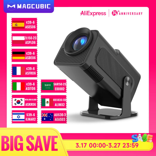 Proyector Magcubic 4K Android 11 con resolución nativa 1080P, 390ANSI, HY320, Wifi dual, Bluetooth 5.0, 1920 x 1080P, proyector de cine portátil actualizado HY300