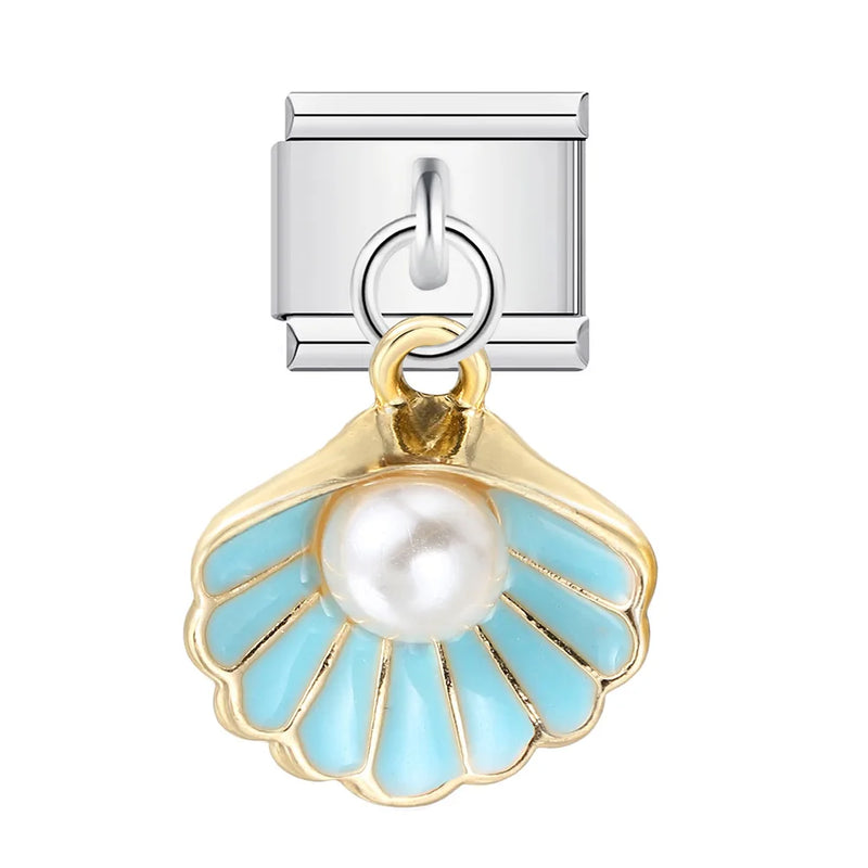 URING New Italian Charm Bracelet Pendant Series Shell Imitation Pearl Heart Personalized Assembly Chain Y2k DIY Making Jewelry