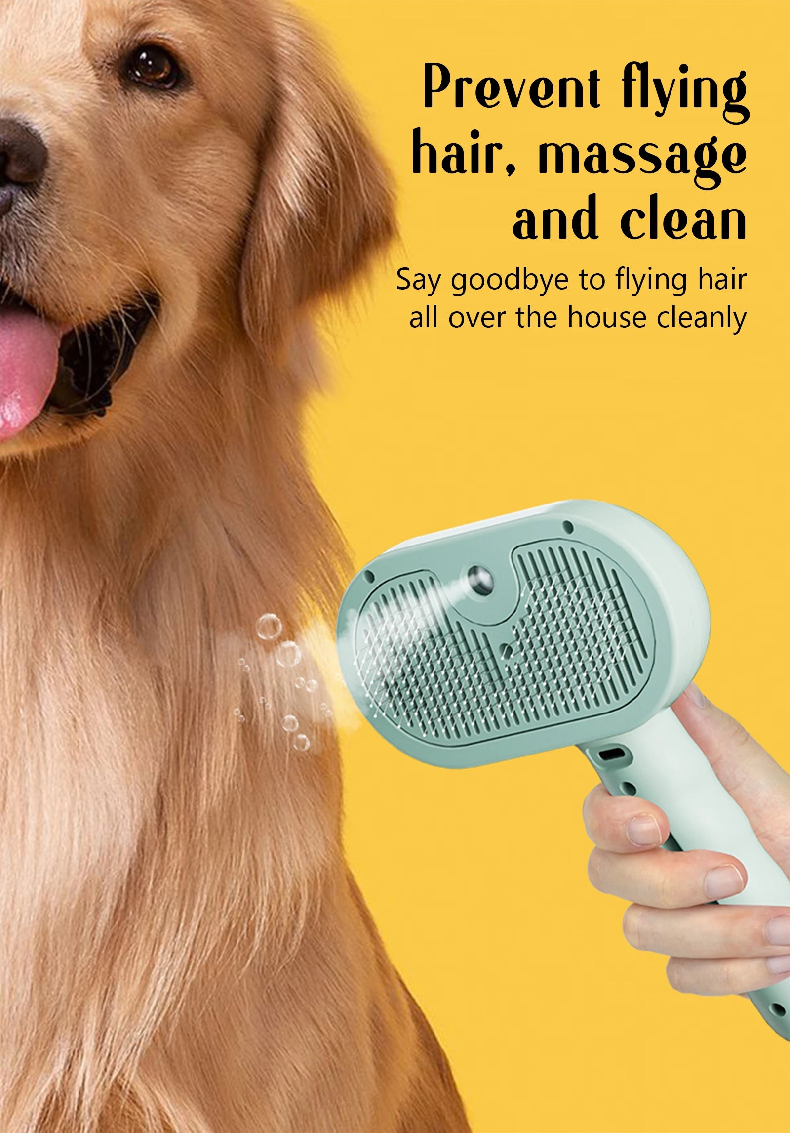 Dog Comb Pet Steam Massage Brush Safe Round Head Soft Teeth Spray Hair Removal Comb for Dog Universal for Cats Dogs Accessories