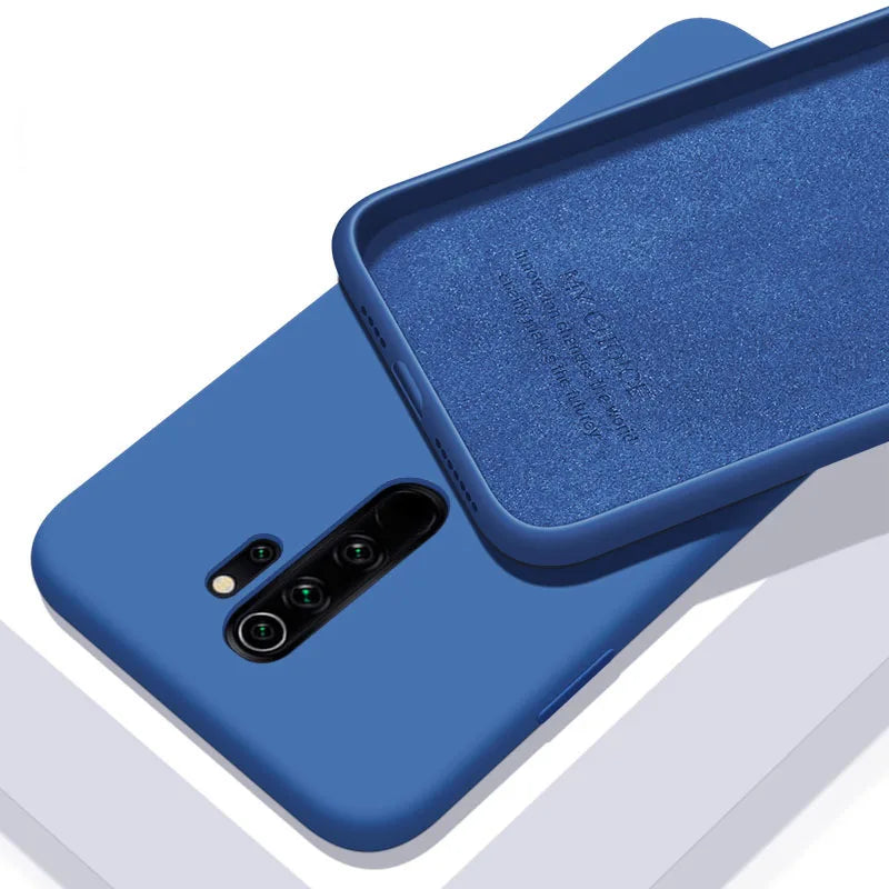 Funda de silicona líquida suave y sólida para XiaoMi RedMi Note 9, 9s Pro, 10, 11, 11S, 10s, 10T, 9T, 8, 8T, 7 Pro, 9A, 9C, 10C, Poco X3, F3