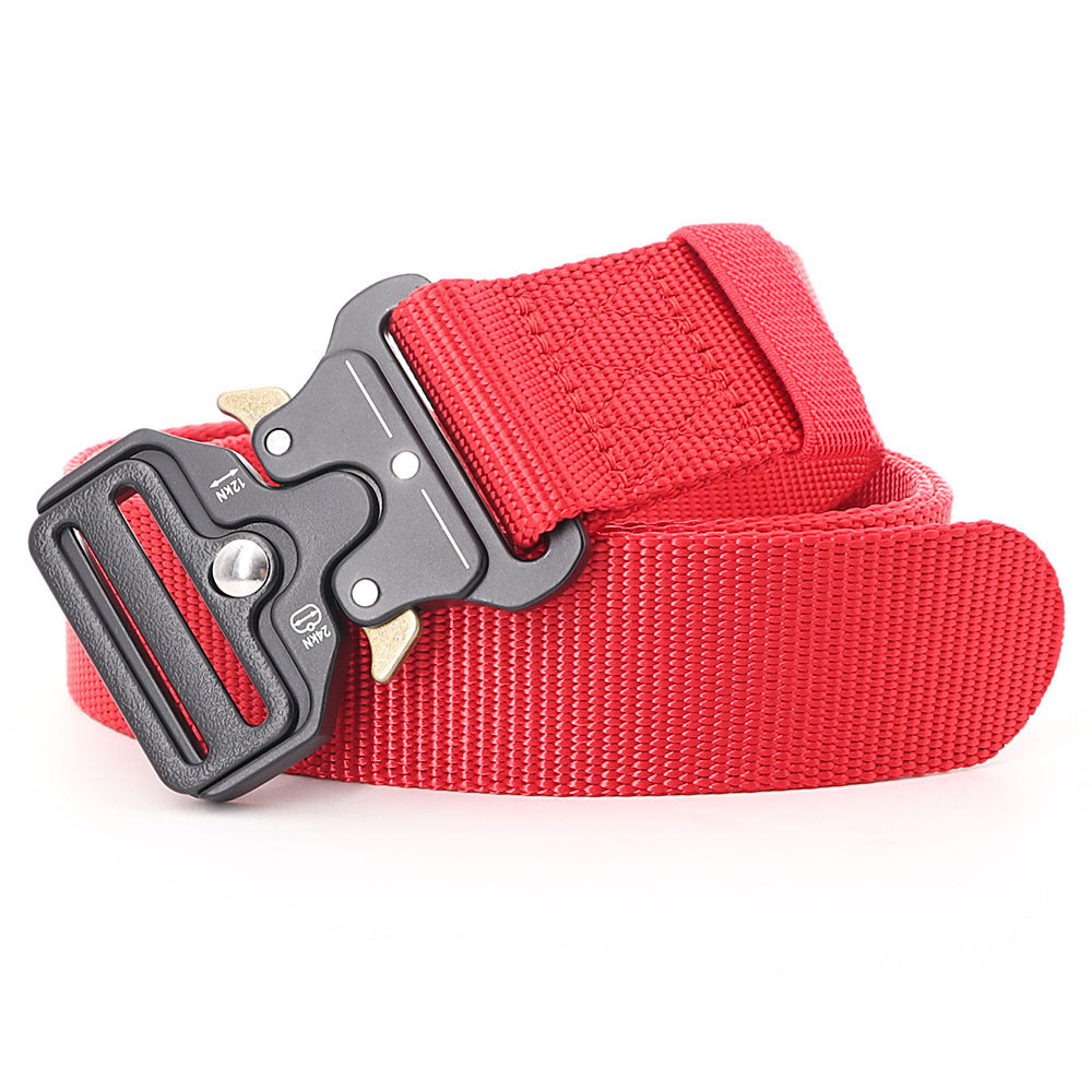 3.8X125cm - Belt Quick Release Outdoor  Metal Belt Soft Real Nylon Sports Accessories Men And Women Black Belt