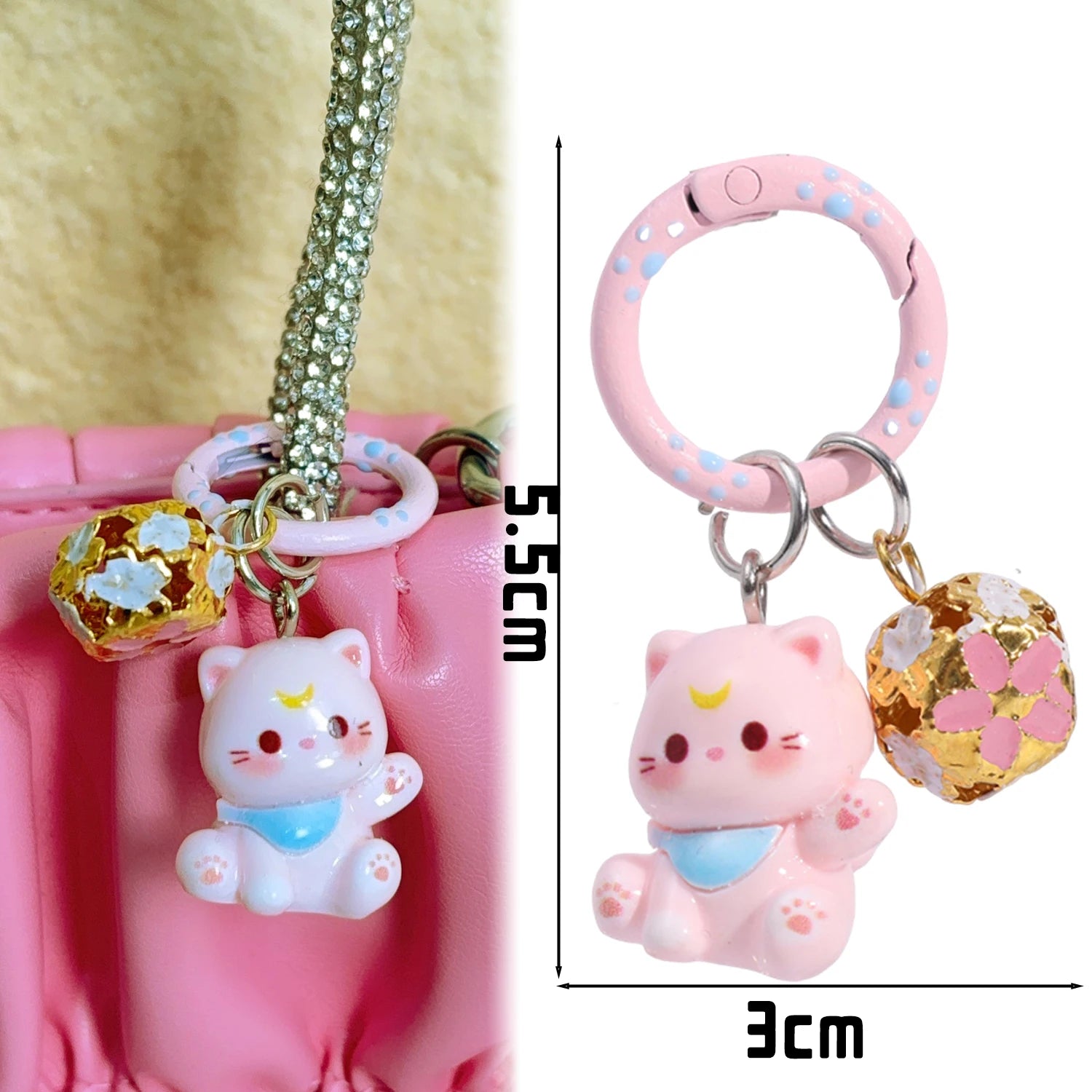 1/6Pcs Colorful Cat Bell Keychains for Friends Backpack Phone Pendant Hangings Couple Cartoon Animal Paw O-shaped Keychains