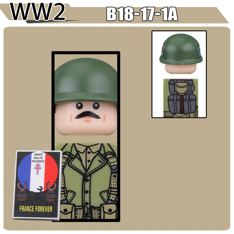 WW2 Military Soldier Figures Building Blocks Soviet British Army German Camouflage Warrior Infantry Accessories Bricks Toys Gift