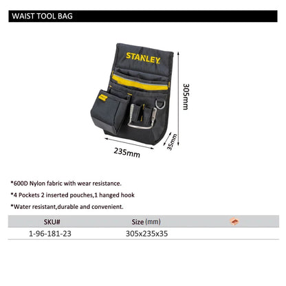 Bolsa de ferramentas profissional reforçada Stanley, organizador pequeno aberto vazio, bolsa multiuso para ferramentas, mecânico e eletricista, 1 pc