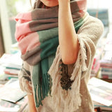 Women's Winter Plaid Imitation Cashmere Scarf, Autumn and Winter Thick Fashion Warm Wild Scarf Shawl