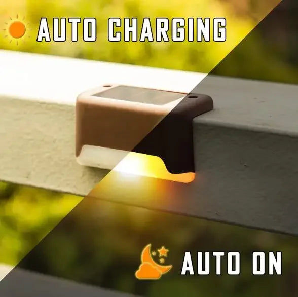 Outdoor Solar Step Lights Warm White LED Waterproof Stair Path Lighting for Garden Patio Fence Balcony Decoration Solar Power