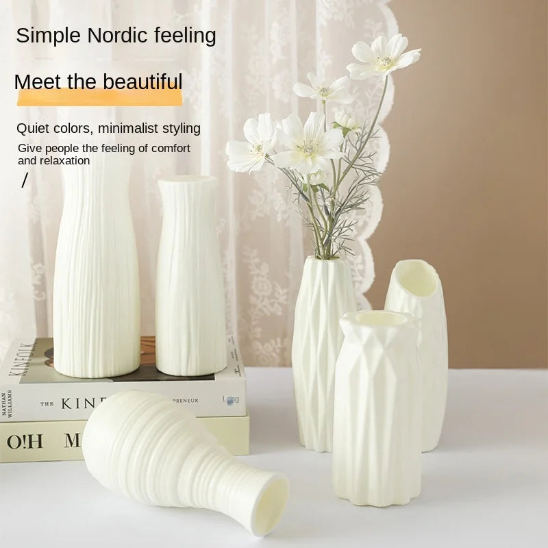 4066 Simple Plastic Vase Silver Willow Hydroponic Flowers Artificial Flower Vase Desktop Living Room Decoration Ornaments