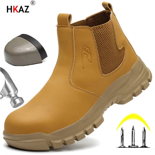 Waterproof Men's Safety Work Boots Steel Toe Shoes Anti-Impact And Anti-Puncture Outdoor Adventure Hiking Tactical Boots