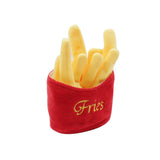 Brinquedos de pelúcia para cães, acessórios para cães estridentes, brinquedo para animais de estimação, som macio, mastigar, mordida, resistente, sorvete, batatas fritas, humburger