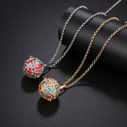 New Aroma Water Droplets Cage Lockets Necklace Heart Shaped Zircon Essential Oil Diffuser Set Combination Woman Pendant Jewelry