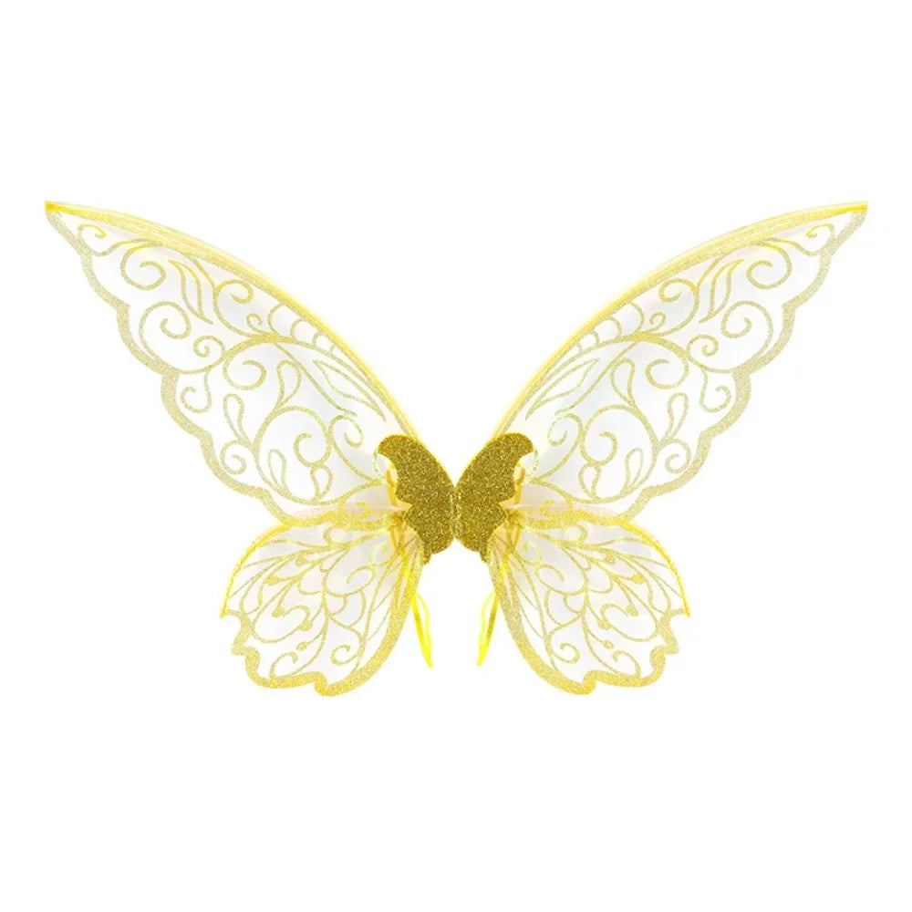 Fantasy Colorful Butterfly Fairy Wings Organza Sparkle Cosplay Wings Handmade Elf Wings Costume for Adult Kid