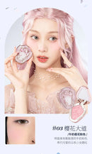 Paleta de rubor con relieve Unicorn de Flower Knows, de larga duración y fácil de aplicar, mate, natural, iluminador, rubor voluminoso, maquillaje.