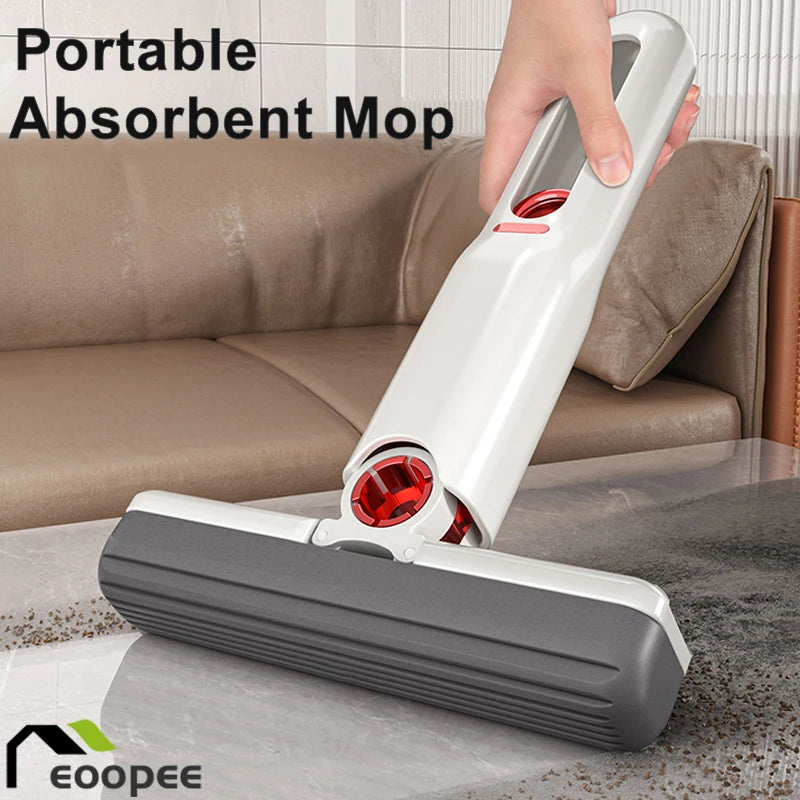 Mini trapeador potente y exprimidor, trapeador plegable para limpieza del hogar con esponja, trapeador autoexprimidor para pisos, herramientas para limpiar escritorios, ventanas y autos.