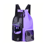 Mesh backpack, swimming drawstring bag, backpack with wet pocket, beach storage backpack, outdoor fishing bag