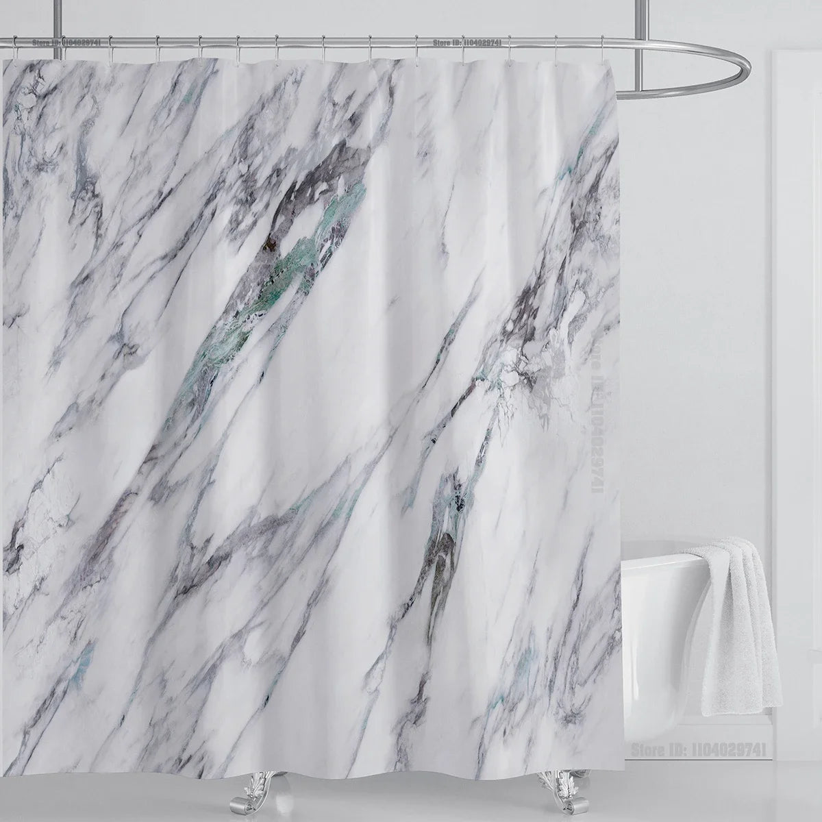 Marble Waterproof Shower Curtain Waterproof Shower Curtain for Bathroom Decor Printed Washable Shower Curtain with Hooks