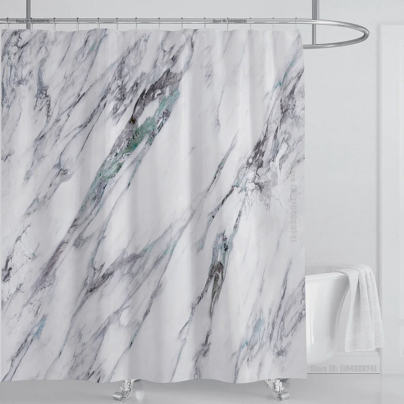Cortina de ducha impermeable de mármol, cortina de ducha impermeable para decoración de baño, cortina de ducha impresa, lavable, con ganchos