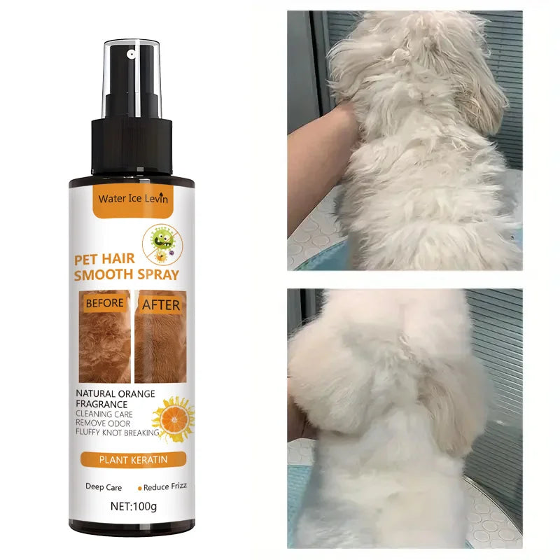 100g Pet Hair Smoothing Care Spray Contains Mild Ingredients, Deeply Moisturizing and Moisturizing Hair. One Spray Can Soften Your Pet Hair More Smooth and Shiny.