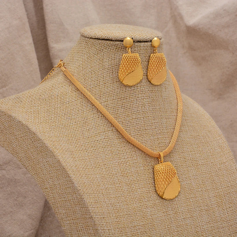 Jewelry Set For Women  Gold Plated With Necklace Pendant Nigerian Wedding Jewelry
