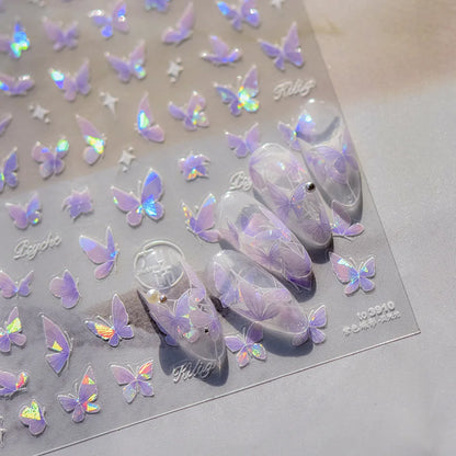 Japanese Punk Style Black Rabbit & Dark Butterfly Nail Stickers 5D Pearl Nail Art Decal Design Manicure Tool High Quality