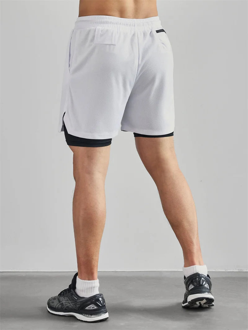 Cross Print 2 in 1 Workout Running Shorts for Men Christian Gym Performance Shorts with Phone Pocket Towel Loop Athletic Outfits