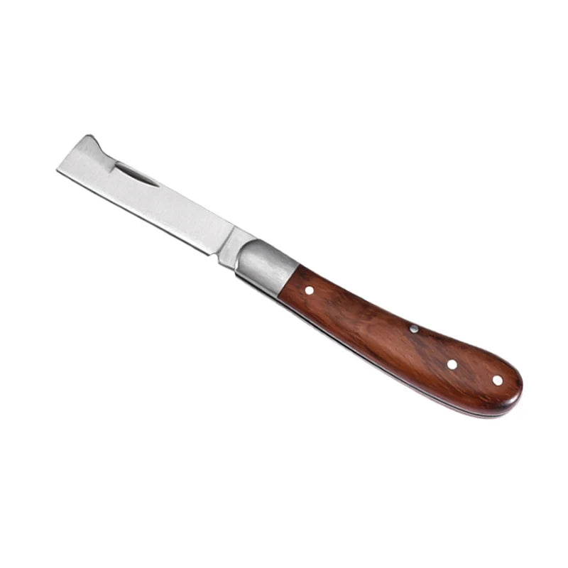 Cuchillo de injerto de jardín, cuchillo de podar de acero inoxidable con mango de madera, cinta para injertar, herramientas para árboles frutales, herramienta de injerto de jardinería