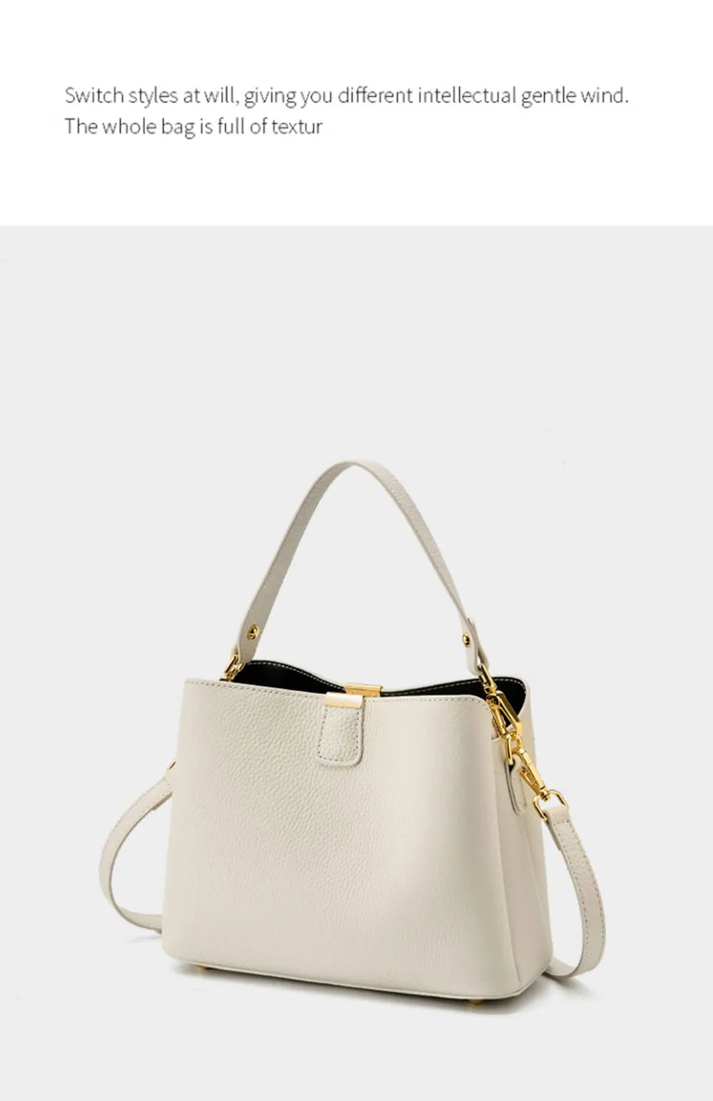 100% Genuine Leather Women's Bucket Bag Luxury Designer Versatile Shoulder Bag Women Commuter Crossbody Bags Female Handbag